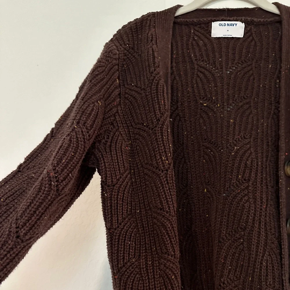 Old Navy Dark Brown Cable Knit Cardigan - Picture 2 of 5